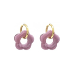 Big Flower Earrings Gold/Purple
