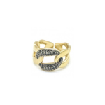 Crystal Chain Ring Gold
