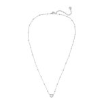 Hollow Heart Diamond Necklace Silver