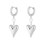 Heart Pearl Earrings Silver