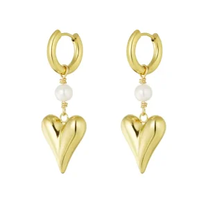 Heart Pearl Earrings Gold