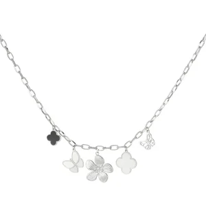 Clover Charm Necklace Silver