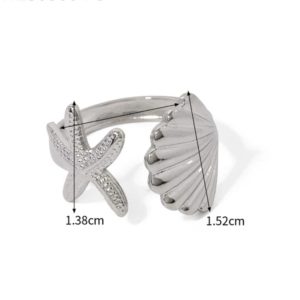 Starfish & Seashell Ring Silver